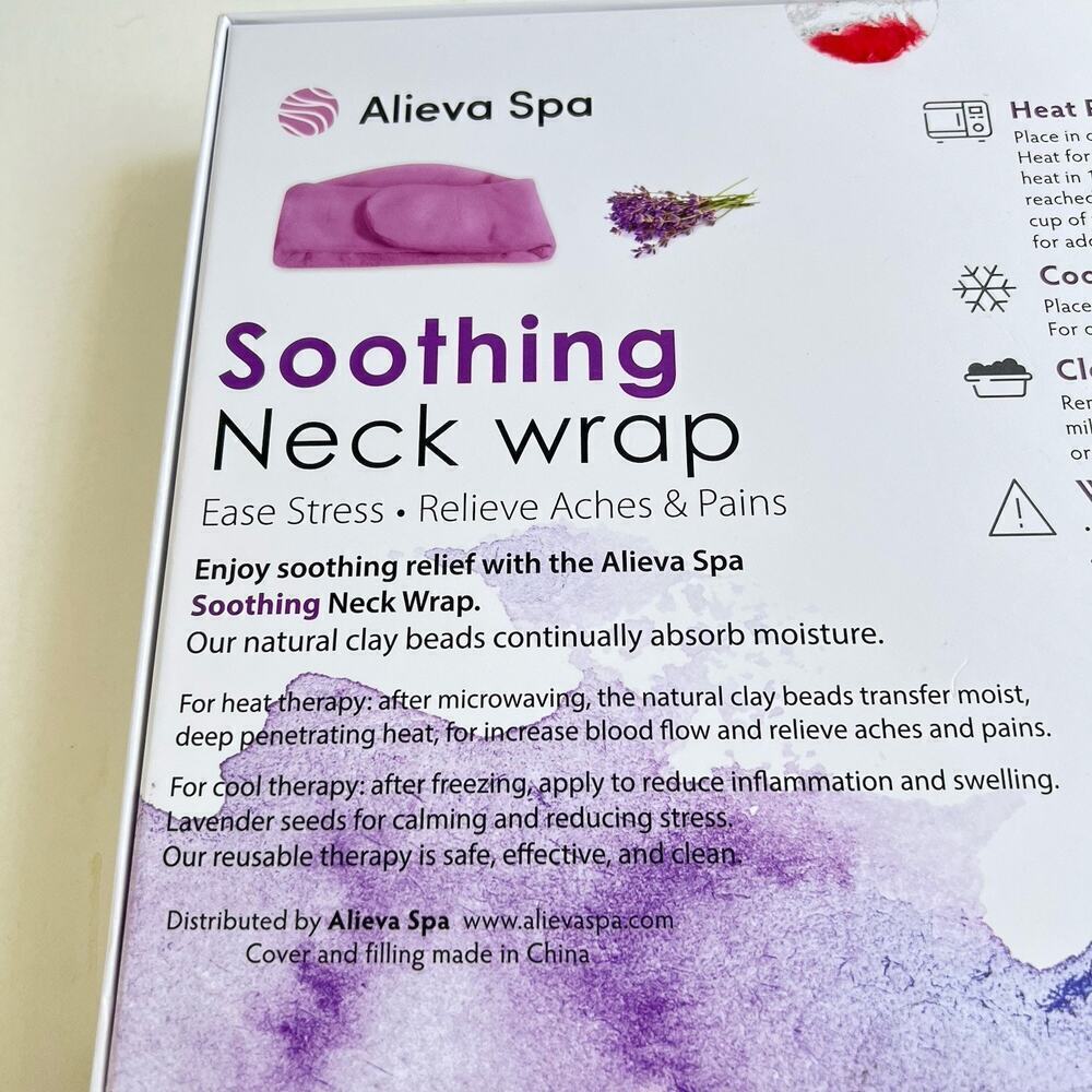 Alieva Spa Soothing Neck Wrap Hot/Cold Therapy Microwaveable Lavender Unsealed - Picture 4 of 5